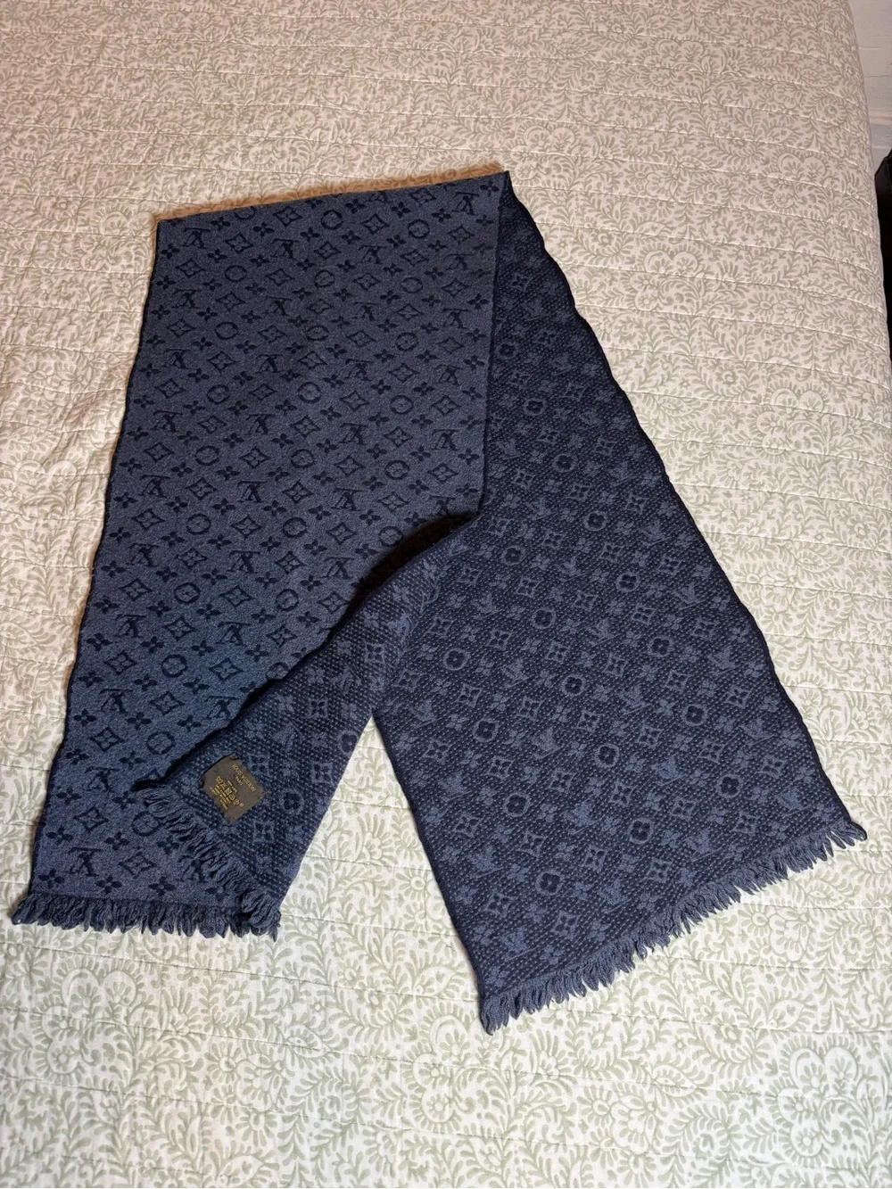 Louis Vuitton Monogram Scarf in Navy Blue